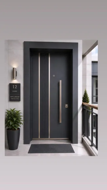 Antrasit Bronz Çizgili Çelik Kapı