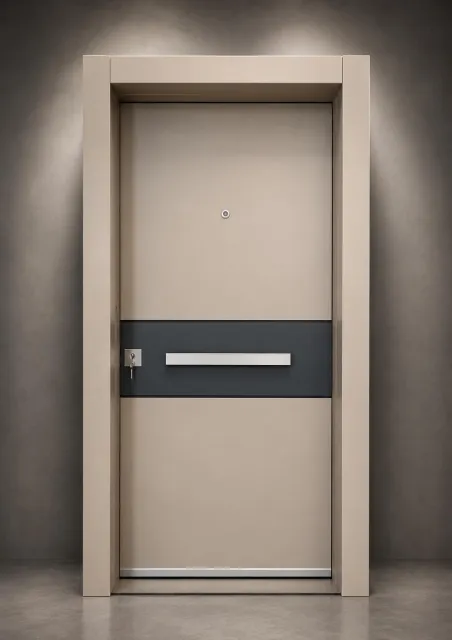 Bej Antrasit Bantlı Modern Çelik Kapı
