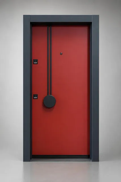 Kırmızı Modern Daire Çelik Kapı