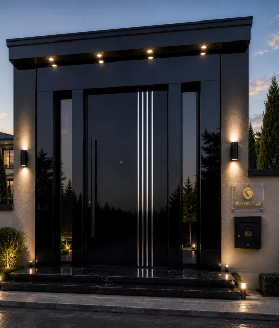 Krom Şeritli Modern Villa Çelik Kapı
